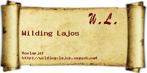 Wilding Lajos névjegykártya